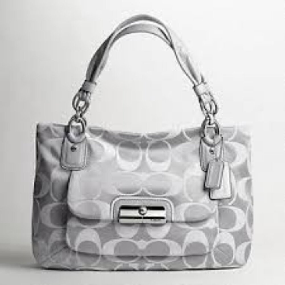 Euc Coach Kristin Y2k Signature C's Silver & Gray Shoulder Bag
